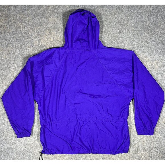 Vintage LL Bean Anorak Nylon Windbreaker Mens XL Purple 1/2 Zip Hood USA READ - Picture 2 of 9
